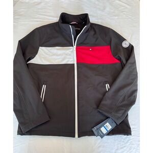 Tommy Hilfiger Men Colorblock Softshell Jacket Black XL 158AP521 Water Resistant